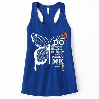 I Can Do All Things Through Christ Butterfly Art Religious Funny Gift Womens Tank Top