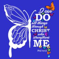 I Can Do All Things Through Christ Butterfly Art Religious Funny Gift Stripe Pom Pom Beanie