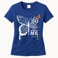 I Can Do All Things Through Christ Butterfly Art Religious Funny Gift Womens T-Shirt