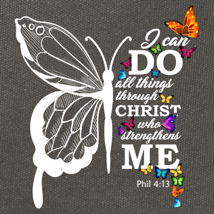I Can Do All Things Through Christ Butterfly Art Religious Funny Gift Cotton Canvas Backpack