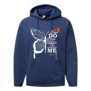 I Can Do All Things Through Christ Butterfly Art Religious Funny Gift Performance Fleece Hoodie