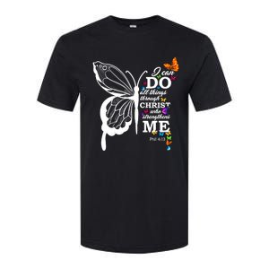 I Can Do All Things Through Christ Butterfly Art Religious Funny Gift Softstyle CVC T-Shirt