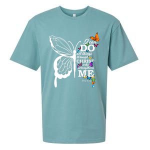 I Can Do All Things Through Christ Butterfly Art Religious Funny Gift Sueded Cloud Jersey T-Shirt