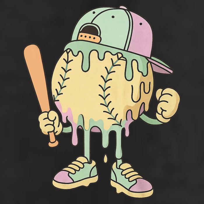 Ice Cream Drip Baseball Spots Retro 7 Panel Mesh Trucker Snapback Hat