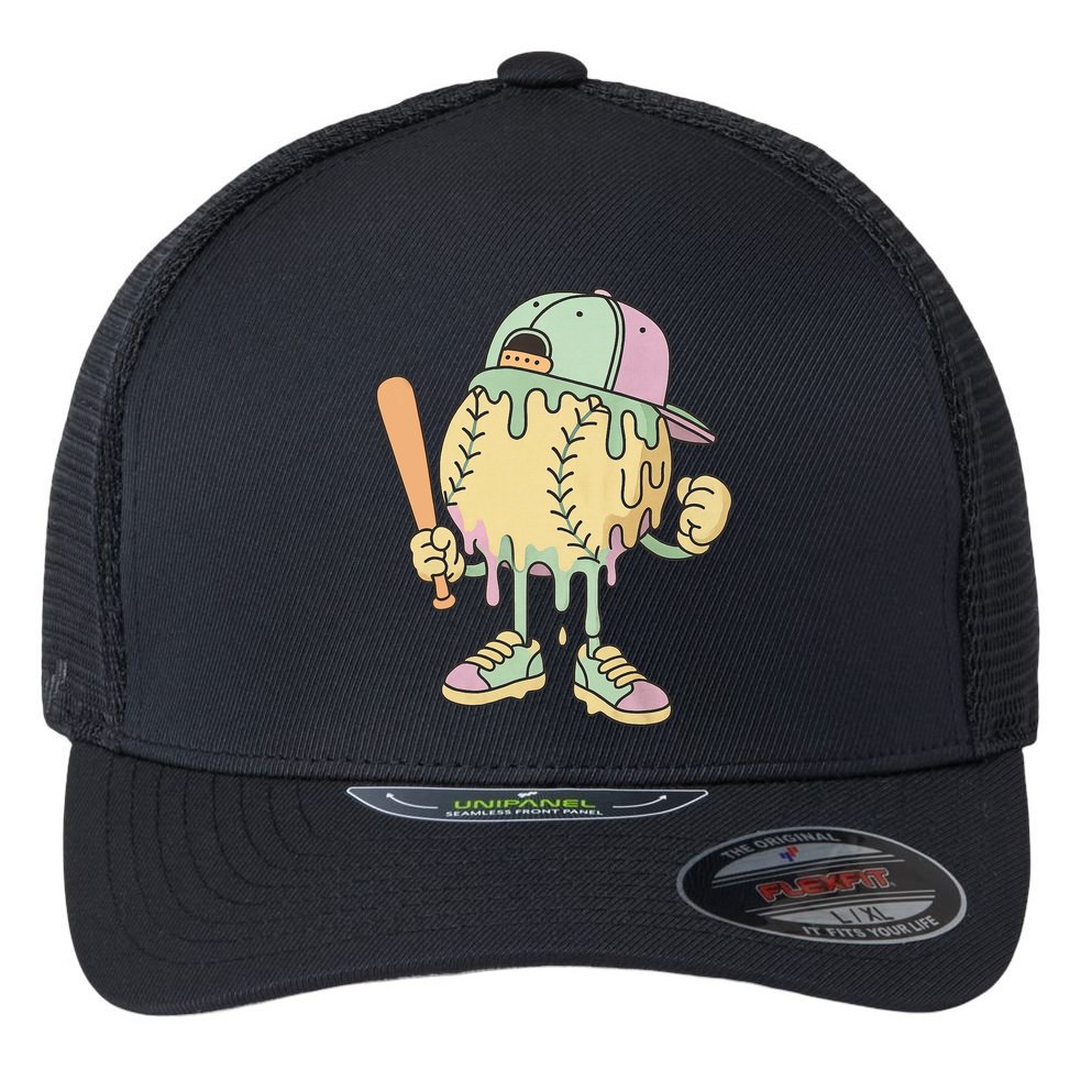 Ice Cream Drip Baseball Spots Retro Flexfit Unipanel Trucker Cap
