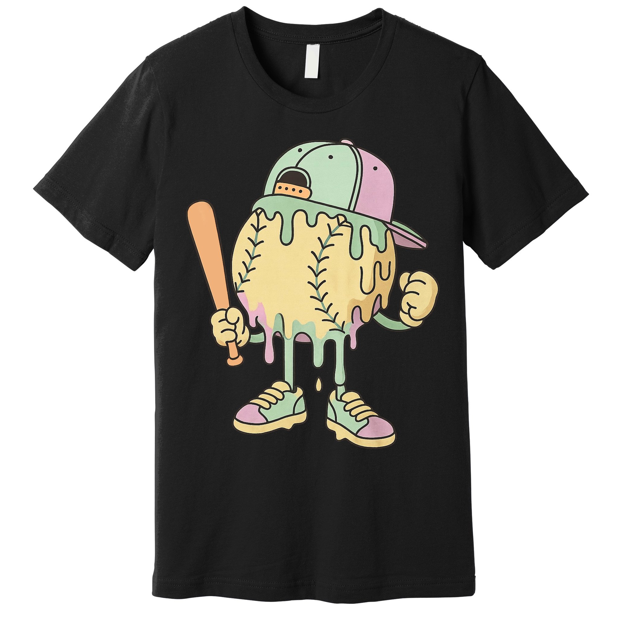 Ice Cream Drip Baseball Spots Retro Premium T-Shirt