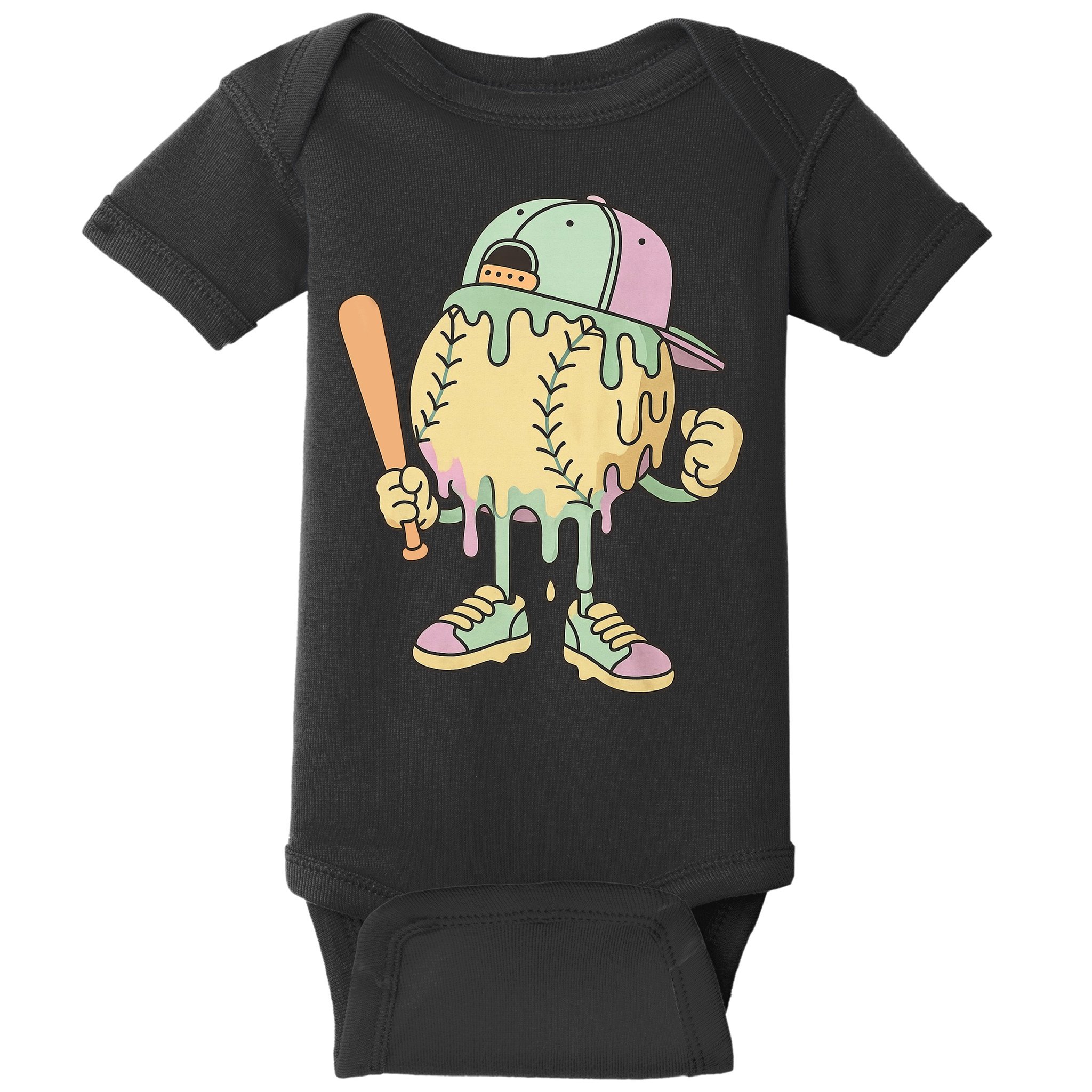 Ice Cream Drip Baseball Spots Retro Baby Bodysuit
