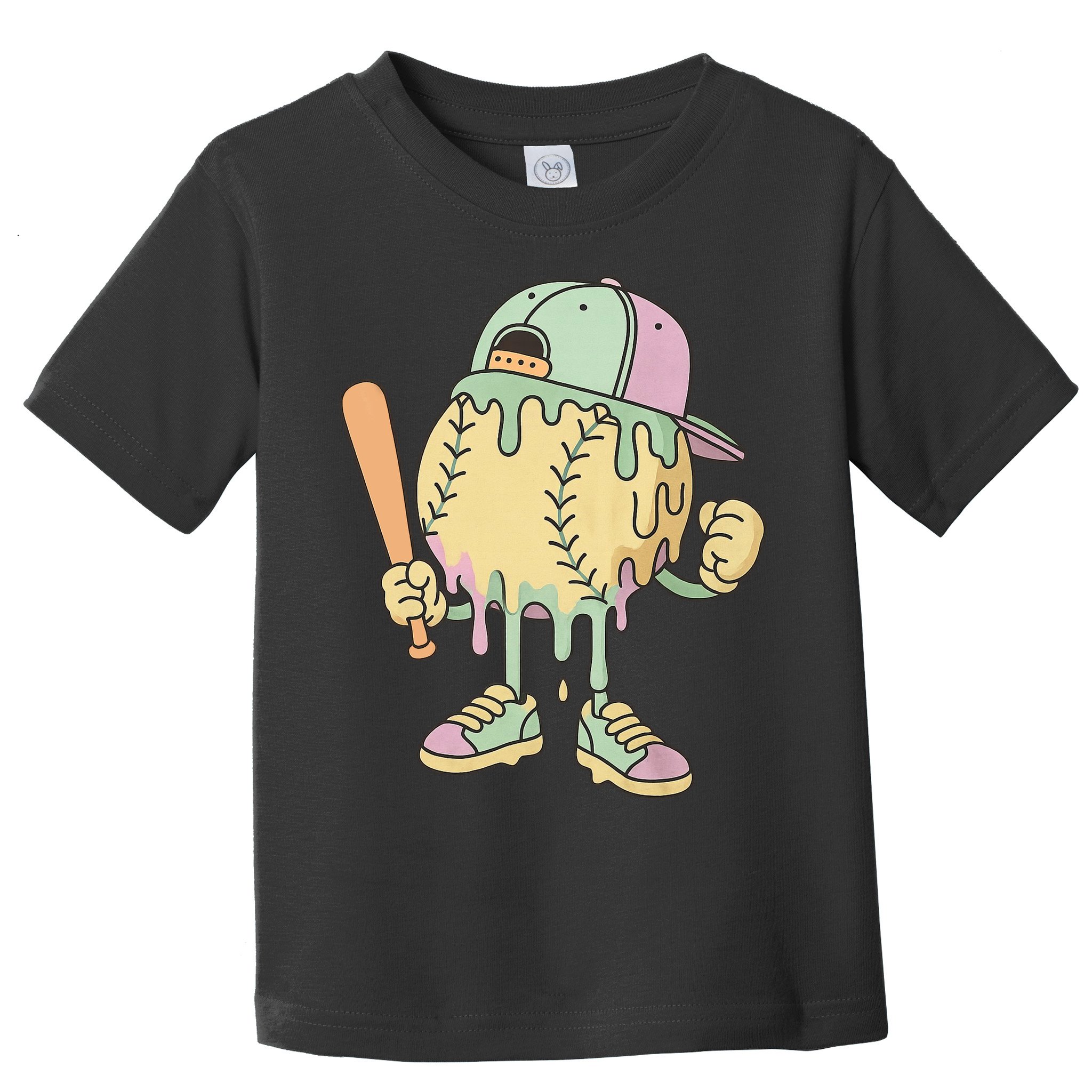 Ice Cream Drip Baseball Spots Retro Toddler T-Shirt