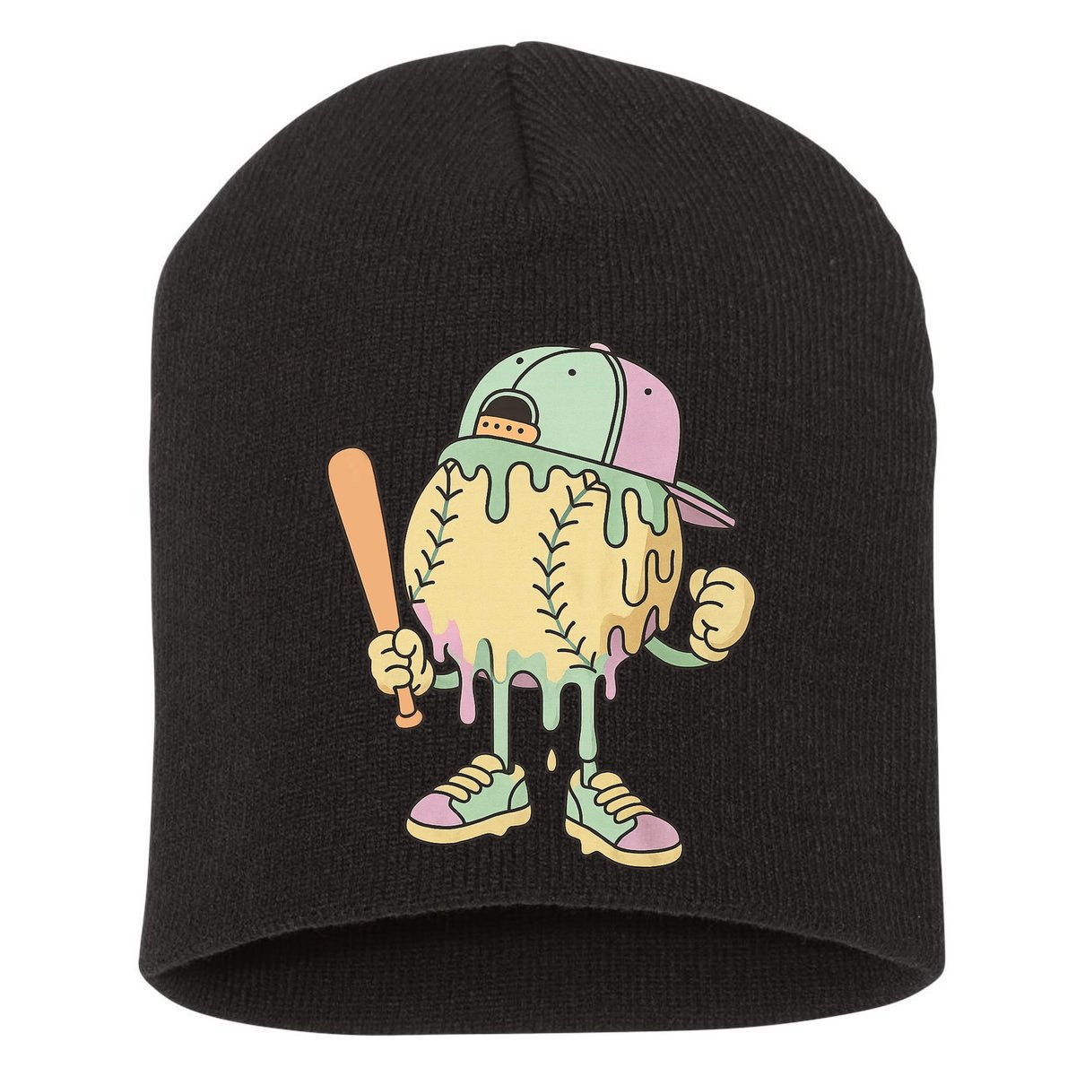 Ice Cream Drip Baseball Spots Retro Short Acrylic Beanie