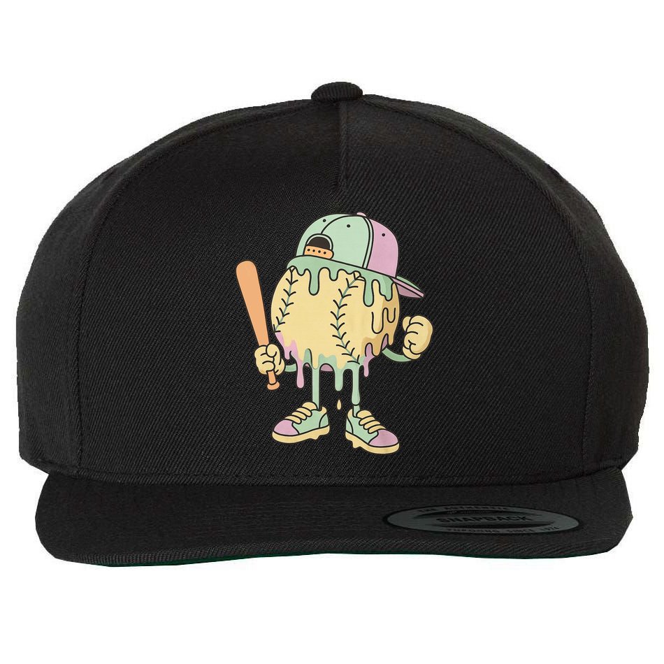 Ice Cream Drip Baseball Spots Retro Wool Snapback Cap
