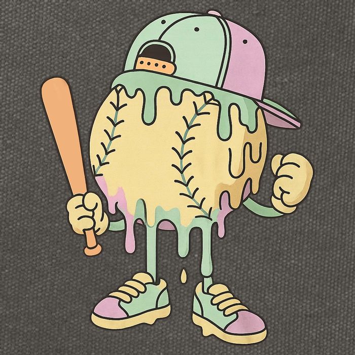 Ice Cream Drip Baseball Spots Retro Cotton Canvas Backpack