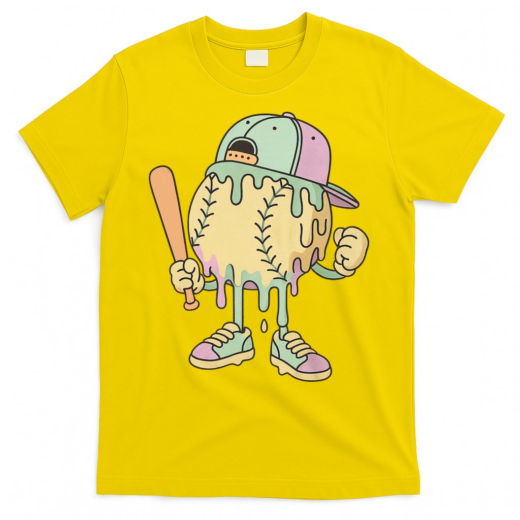 Ice Cream Drip Baseball Spots Retro T-Shirt