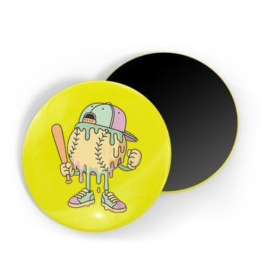 Ice Cream Drip Baseball Spots Retro Magnet