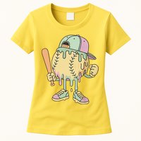 Ice Cream Drip Baseball Spots Retro Womens T-Shirt