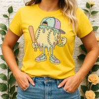 Ice Cream Drip Baseball Spots Retro Womens T-Shirt