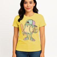 Ice Cream Drip Baseball Spots Retro Womens T-Shirt