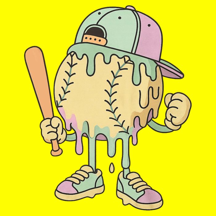 Ice Cream Drip Baseball Spots Retro Women's V-Neck T-Shirt