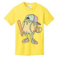 Ice Cream Drip Baseball Spots Retro Kids T-Shirt