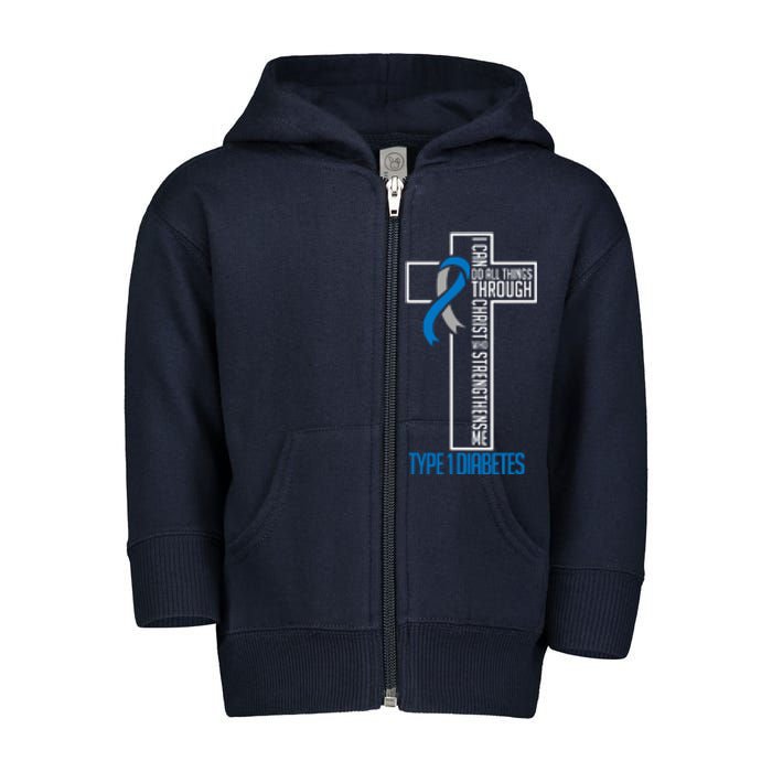 I Can Do Things Jesus Who Strenghtens Me Diabetes Type 1 Toddler Zip Fleece Hoodie