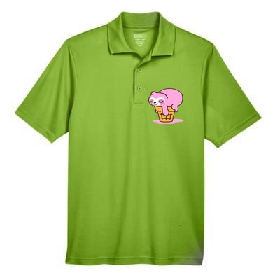 Ice Cream Sloth Cute Men's Origin Performance Pique Polo