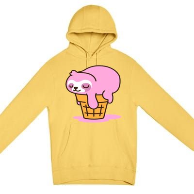 Ice Cream Sloth Cute Premium Pullover Hoodie