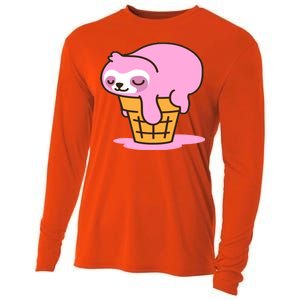 Ice Cream Sloth Cute Cooling Performance Long Sleeve Crew