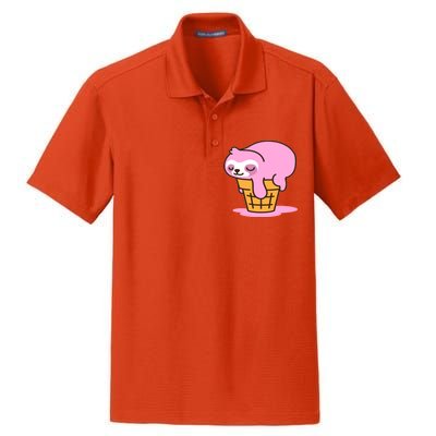 Ice Cream Sloth Cute Dry Zone Grid Polo