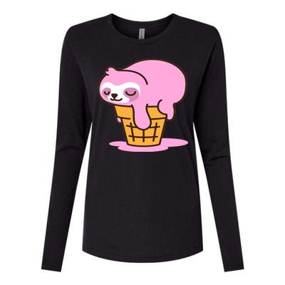 Ice Cream Sloth Cute Womens Cotton Relaxed Long Sleeve T-Shirt