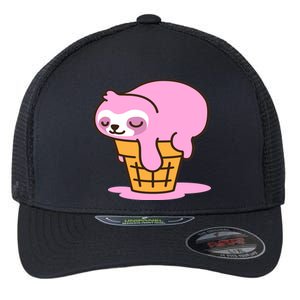 Ice Cream Sloth Cute Flexfit Unipanel Trucker Cap