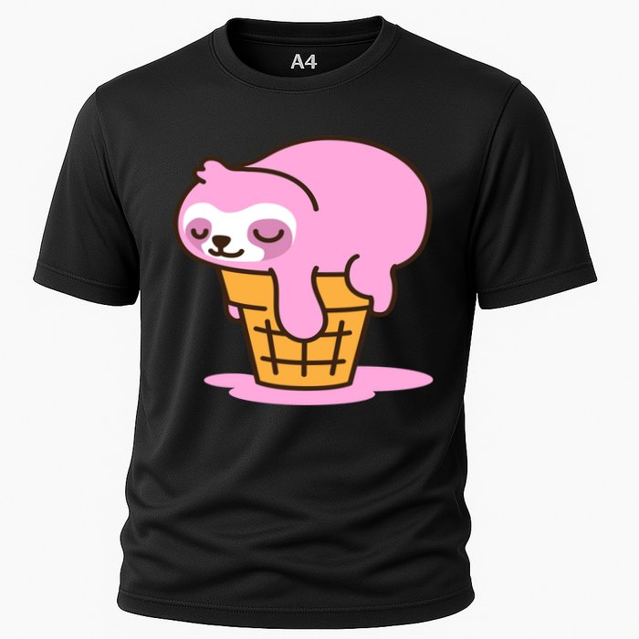 Ice Cream Sloth Cute Cooling Performance Crew T-Shirt