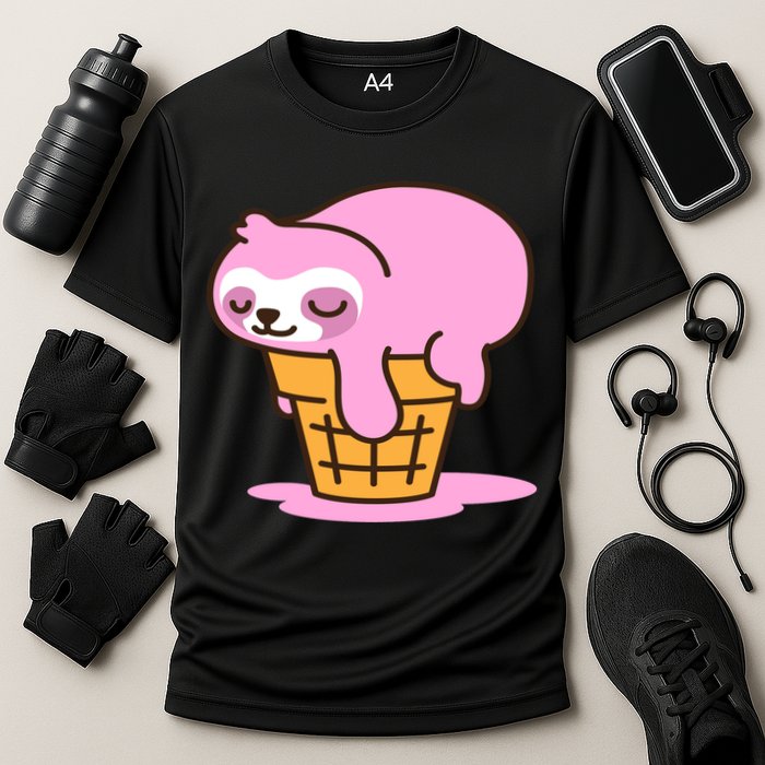 Ice Cream Sloth Cute Cooling Performance Crew T-Shirt