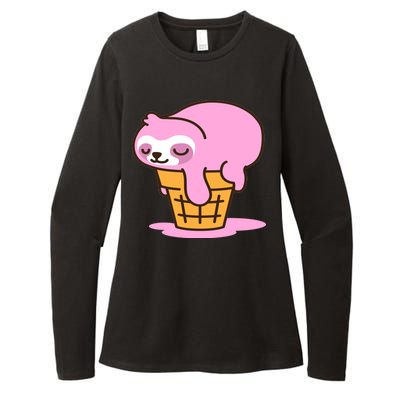 Ice Cream Sloth Cute Womens CVC Long Sleeve Shirt