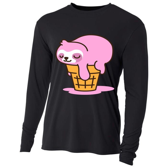 Ice Cream Sloth Cute Cooling Performance Long Sleeve Crew
