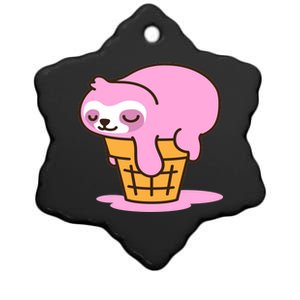 Ice Cream Sloth Cute Ceramic Star Ornament