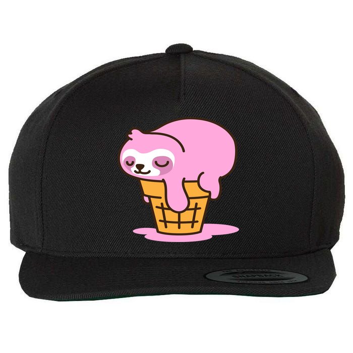 Ice Cream Sloth Cute Wool Snapback Cap