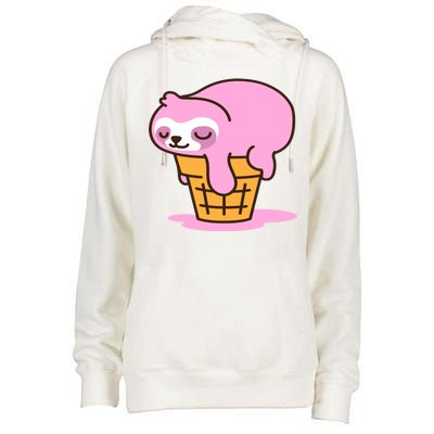 Ice Cream Sloth Cute Womens Funnel Neck Pullover Hood