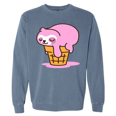 Ice Cream Sloth Cute Garment-Dyed Sweatshirt