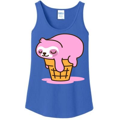 Ice Cream Sloth Cute Ladies Essential Tank