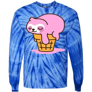 Ice Cream Sloth Cute Tie-Dye Long Sleeve Shirt