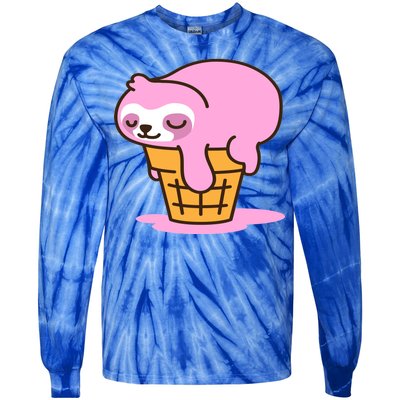 Ice Cream Sloth Cute Tie-Dye Long Sleeve Shirt