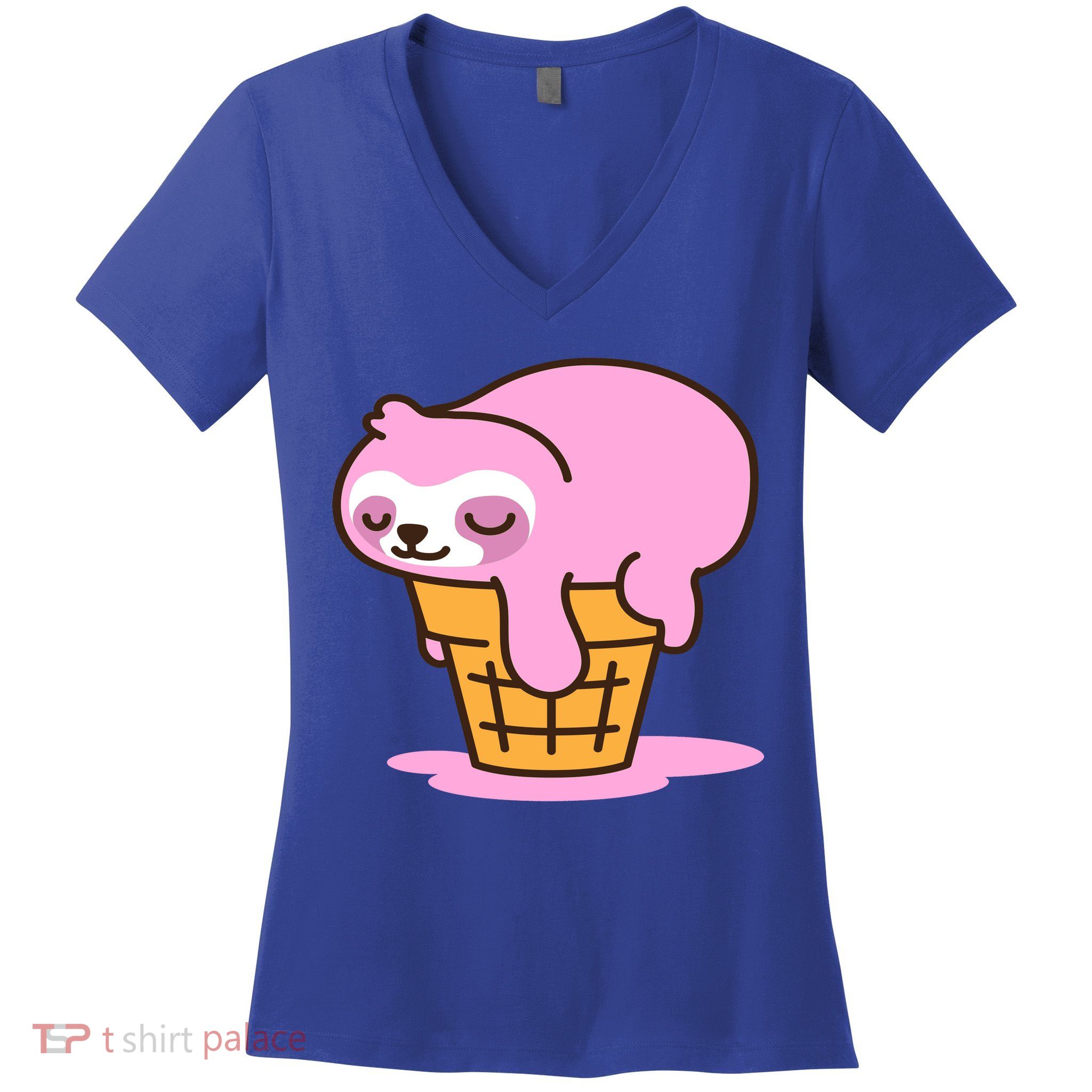Ice Cream Sloth Cute Women's V-Neck T-Shirt