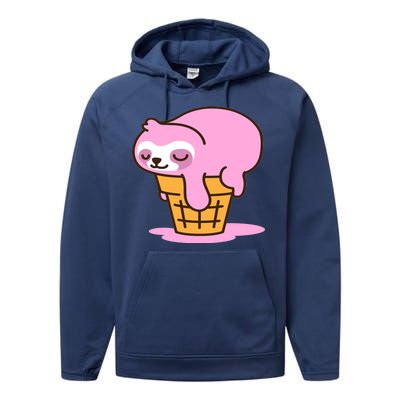 Ice Cream Sloth Cute Performance Fleece Hoodie