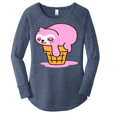 Ice Cream Sloth Cute Women's Perfect Tri Tunic Long Sleeve Shirt