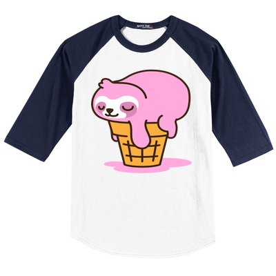 Ice Cream Sloth Cute Baseball Sleeve Shirt