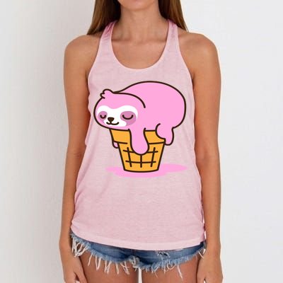 Ice Cream Sloth Cute Women's Knotted Racerback Tank