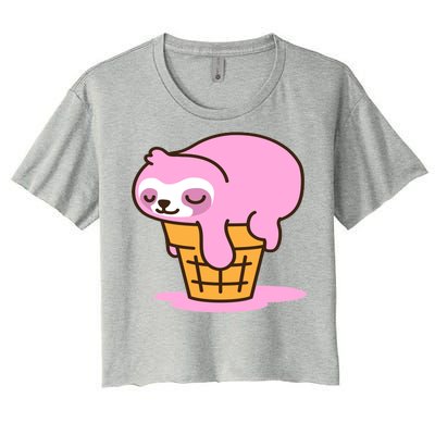 Ice Cream Sloth Cute Women's Crop Top Tee