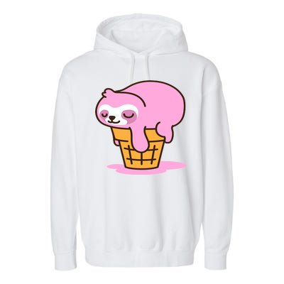 Ice Cream Sloth Cute Garment-Dyed Fleece Hoodie