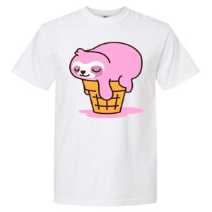 Ice Cream Sloth Cute Garment-Dyed Heavyweight T-Shirt