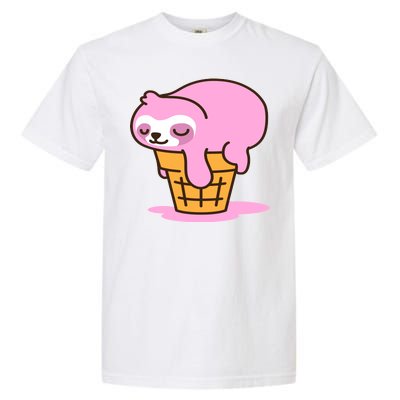 Ice Cream Sloth Cute Garment-Dyed Heavyweight T-Shirt