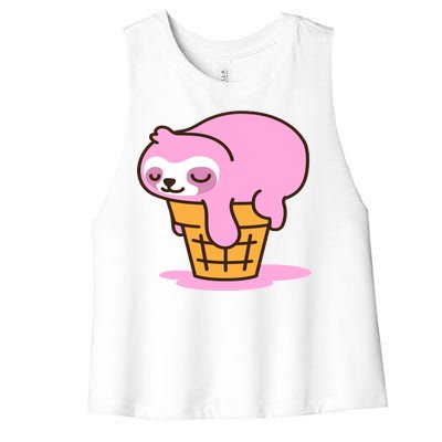 Ice Cream Sloth Cute Women's Racerback Cropped Tank